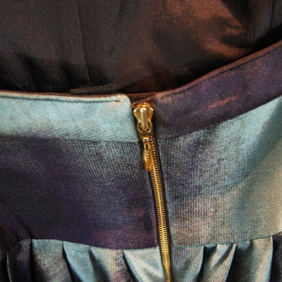 P.A.R.O.S.H. Wool/Silk Abstract Print Belted Fit Flare Dress Made Italy - Picture 6 of 7